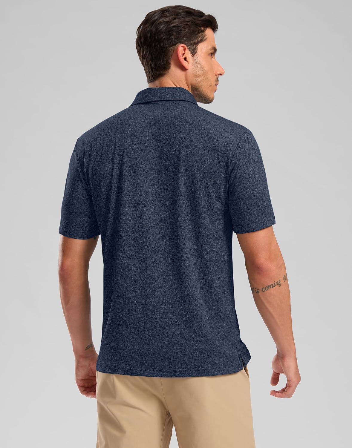 imageGolf Shirts Heather Polo Short Sleeve Dry Fit Lightweight Moisture Wicking Collared Shirts Casual Athletic BusinessNavy