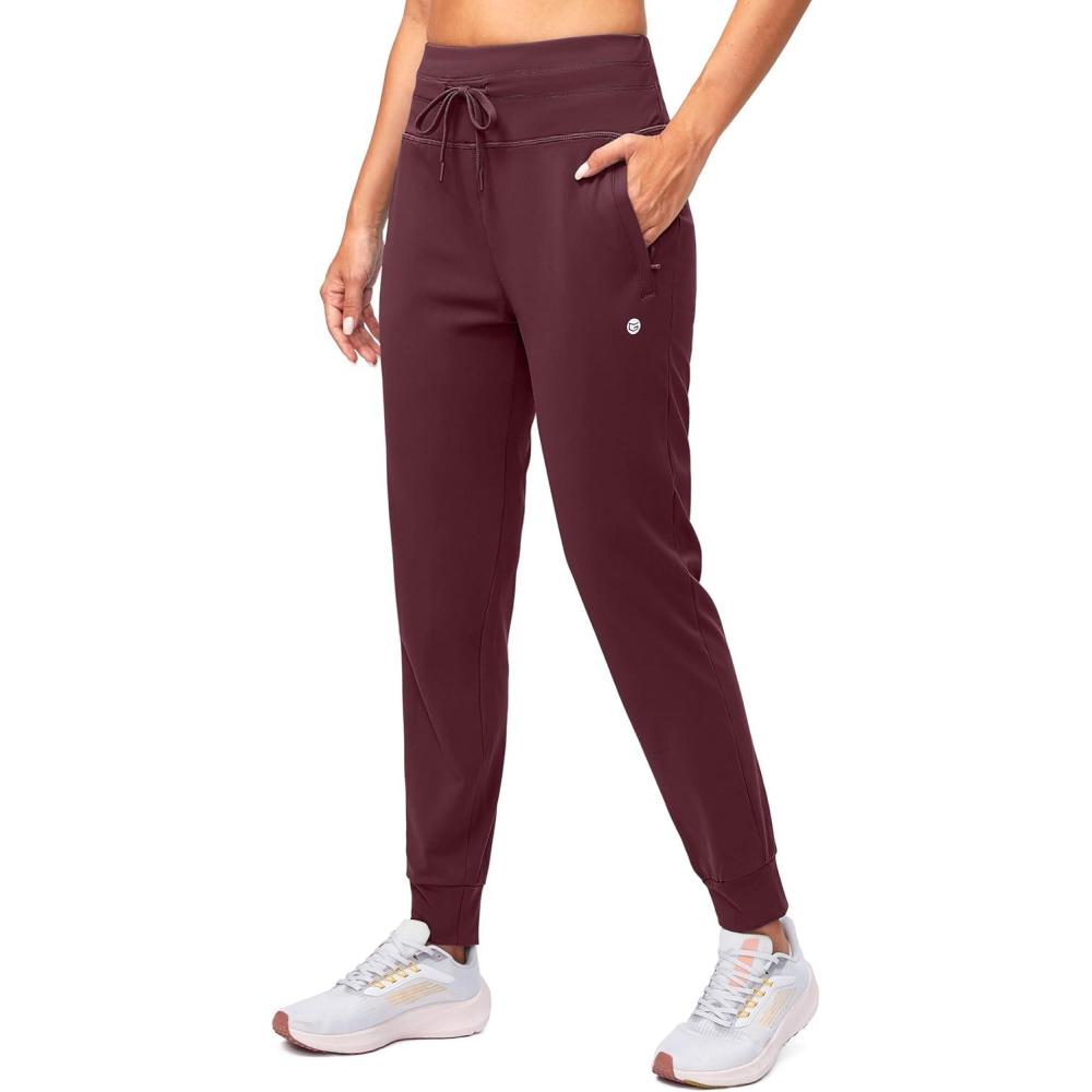 imageG Gradual Womens Fleece Lined Joggers High Waisted Water Resistant Thermal Winter Sweatpants Running Hiking PocketsWine