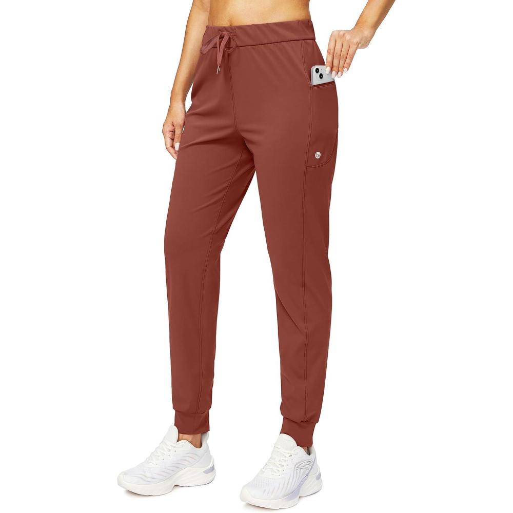 imageG Gradual Womens Joggers Pants with Zipper Pockets Stretch Tapered Athletic Joggers for Women Lounge Jogging WorkoutSavannah Red