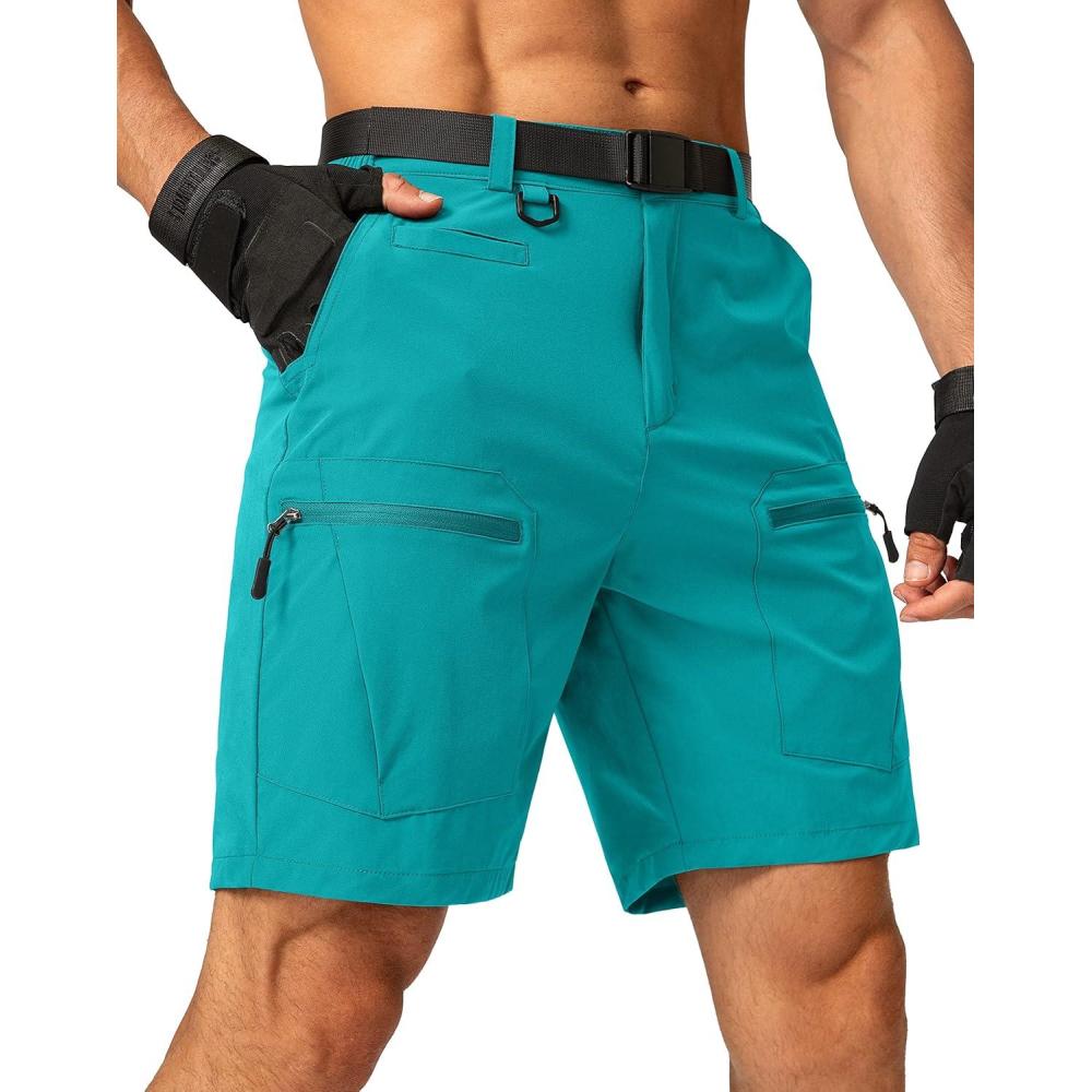 imageMens Hiking Cargo Shorts Stretch Quick Dry Outdoor Tactical Shorts for Men with Multi Pocket for Fishing CasualTurquoise
