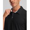 Golf Shirts Heather Polo Short Sleeve Dry Fit Lightweight Moisture Wicking Collared Shirts Casual Athletic Business(Black)