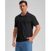 Golf Shirts Heather Polo Short Sleeve Dry Fit Lightweight Moisture Wicking Collared Shirts Casual Athletic Business(Black)