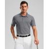 Golf Shirts Heather Polo Short Sleeve Dry Fit Lightweight Moisture Wicking Collared Shirts Casual Athletic Business(Charcoal)