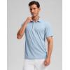 Golf Shirts Heather Polo Short Sleeve Dry Fit Lightweight Moisture Wicking Collared Shirts Casual Athletic Business(Lt Grey Blue)