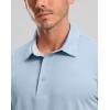 Golf Shirts Heather Polo Short Sleeve Dry Fit Lightweight Moisture Wicking Collared Shirts Casual Athletic Business(Lt Grey Blue)