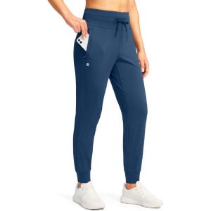 G GRADUAL Women’s Joggers Pants with Zipper Pockets High Waisted Sweatpants Athletic Tapered Pants for Women Lounge Workout(Blue)