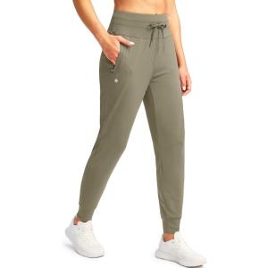G GRADUAL Women’s Joggers Pants with Zipper Pockets High Waisted Sweatpants Athletic Tapered Pants for Women Lounge Workout(Bronze Green)