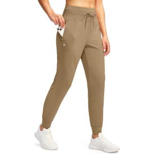 G GRADUAL Women’s Joggers Pants with Zipper Pockets High Waisted Sweatpants Athletic Tapered Pants for Women Lounge Workout(Dark Khaki)