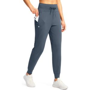 G GRADUAL Women’s Joggers Pants with Zipper Pockets High Waisted Sweatpants Athletic Tapered Pants for Women Lounge Workout(Dusty Blue)