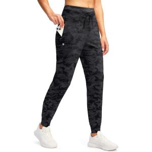 G GRADUAL Women’s Joggers Pants with Zipper Pockets High Waisted Sweatpants Athletic Tapered Pants for Women Lounge Workout(Grey Camo)