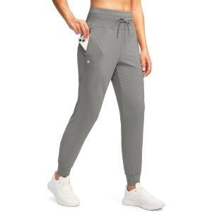 G GRADUAL Women’s Joggers Pants with Zipper Pockets High Waisted Sweatpants Athletic Tapered Pants for Women Lounge Workout(Light Grey)