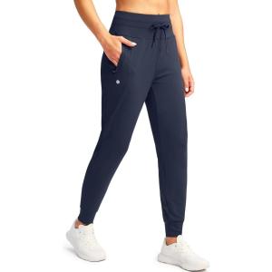 G GRADUAL Women’s Joggers Pants with Zipper Pockets High Waisted Sweatpants Athletic Tapered Pants for Women Lounge Workout(Navy)