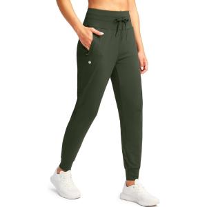 G GRADUAL Women’s Joggers Pants with Zipper Pockets High Waisted Sweatpants Athletic Tapered Pants for Women Lounge Workout(Olive Green)