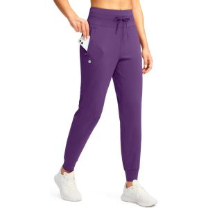 G GRADUAL Women’s Joggers Pants with Zipper Pockets High Waisted Sweatpants Athletic Tapered Pants for Women Lounge Workout(Purple)