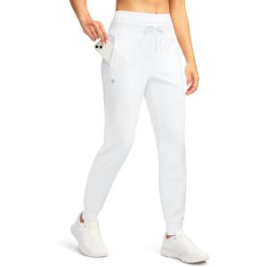 G GRADUAL Women’s Joggers Pants with Zipper Pockets High Waisted Sweatpants Athletic Tapered Pants for Women Lounge Workout(White)