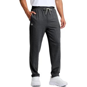 G Gradual Men’s Sweatpants with Zipper Pockets Lightweight Athletic Workout Pants Soft Casual Lounge Sweat Pants for Mens(Black Heather / White)