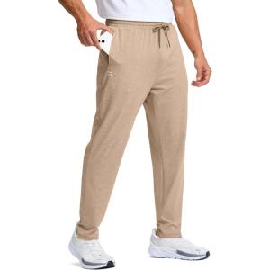 G Gradual Men’s Sweatpants with Zipper Pockets Lightweight Athletic Workout Pants Soft Casual Lounge Sweat Pants for Mens(Khaki Heather)