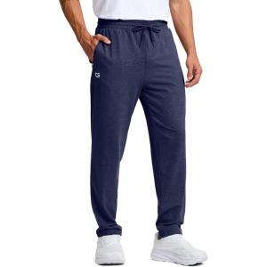 G Gradual Men’s Sweatpants with Zipper Pockets Lightweight Athletic Workout Pants Soft Casual Lounge Sweat Pants for Mens(Navy Blue Heather)
