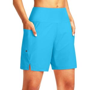 G Gradual Women’s 7″ Long Swim Board Shorts High Waisted Quick Dry Beach Swimming Shorts for Women with Liner Pockets(Sky Blue)