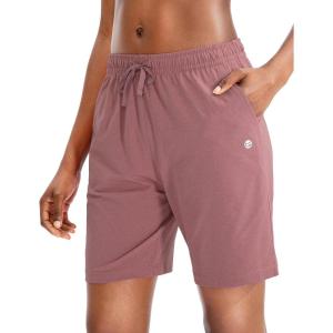 G Gradual Women’s Bermuda Shorts Jersey Shorts with Deep Pockets 7″ Long Shorts for Women Lounge Walking Athletic(Pink)