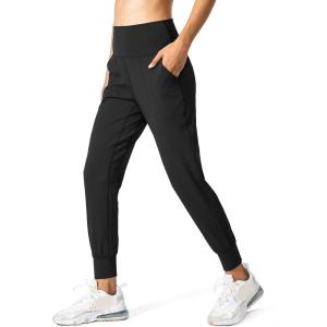 G Gradual Women’s Joggers High Waisted Yoga Pants with Pockets Loose Leggings for Women Workout, Athletic, Lounge(Black)
