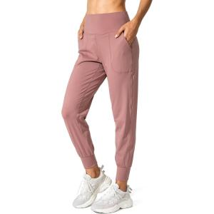 G Gradual Women’s Joggers High Waisted Yoga Pants with Pockets Loose Leggings for Women Workout, Athletic, Lounge(Mauve Pink)
