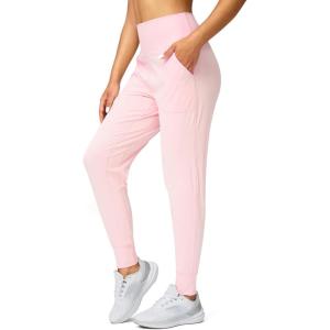 G Gradual Women’s Joggers High Waisted Yoga Pants with Pockets Loose Leggings for Women Workout, Athletic, Lounge(Pink)