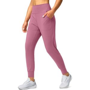 G Gradual Women’s Joggers High Waisted Yoga Pants with Pockets Loose Leggings for Women Workout, Athletic, Lounge(Velvet Rose)