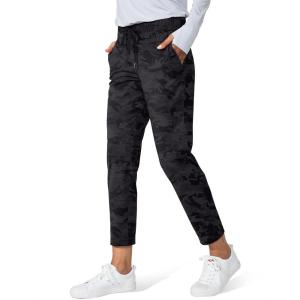 G Gradual Women’s Pants with Deep Pockets 7/8 Stretch Ankle Sweatpants for Golf, Athletic, Lounge, Travel, Work(Black Camo)