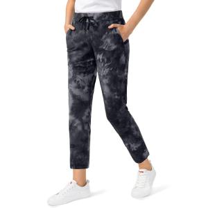 G Gradual Women’s Pants with Deep Pockets 7/8 Stretch Ankle Sweatpants for Golf, Athletic, Lounge, Travel, Work(Black Tie Dye)