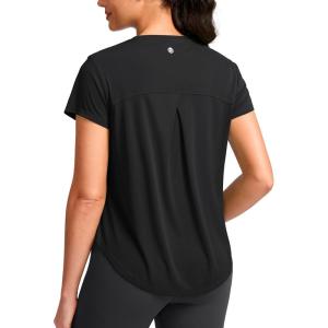 G Gradual Women’s Workout Tops Short Sleeve Lightweight Athletic Yoga Running Shirts Loose Fit Quick Dry Gym T-Shirts(Black)