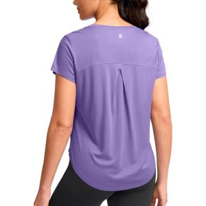 G Gradual Women’s Workout Tops Short Sleeve Lightweight Athletic Yoga Running Shirts Loose Fit Quick Dry Gym T-Shirts(Heather Purple)