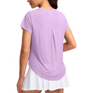 G Gradual Women’s Workout Tops Short Sleeve Lightweight Athletic Yoga Running Shirts Loose Fit Quick Dry Gym T-Shirts(Hyacinth Purple)