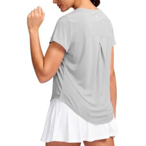 G Gradual Women’s Workout Tops Short Sleeve Lightweight Athletic Yoga Running Shirts Loose Fit Quick Dry Gym T-Shirts(Light Grey)