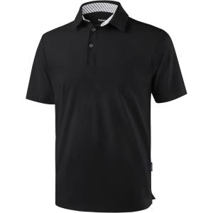 Golf Shirts Heather Polo Short Sleeve Dry Fit Lightweight Moisture Wicking Collared Shirts Casual Athletic Business(Black)
