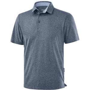Golf Shirts Heather Polo Short Sleeve Dry Fit Lightweight Moisture Wicking Collared Shirts Casual Athletic Business(Dark Blue)