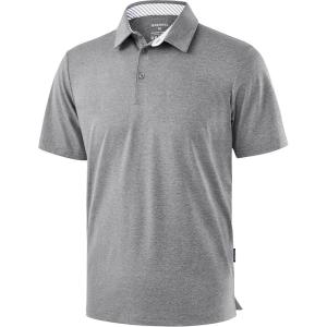 Golf Shirts Heather Polo Short Sleeve Dry Fit Lightweight Moisture Wicking Collared Shirts Casual Athletic Business(Light Grey)