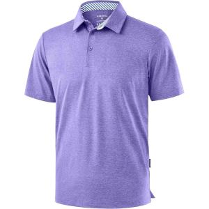 Golf Shirts Heather Polo Short Sleeve Dry Fit Lightweight Moisture Wicking Collared Shirts Casual Athletic Business(Purple)