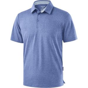 Golf Shirts Heather Polo Short Sleeve Dry Fit Lightweight Moisture Wicking Collared Shirts Casual Athletic Business(Royal Blue)