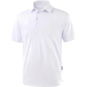 Golf Shirts Heather Polo Short Sleeve Dry Fit Lightweight Moisture Wicking Collared Shirts Casual Athletic Business(White)