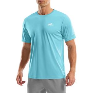 Men’s UPF 50+ Sun Protection Dry Fit Workout T-Shirts Rash Guard Swim Shirts Moisture Wicking Tee for Athletic, Beach, Hiking(Blue)