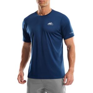 Men’s UPF 50+ Sun Protection Dry Fit Workout T-Shirts Rash Guard Swim Shirts Moisture Wicking Tee for Athletic, Beach, Hiking(Dark Blue)
