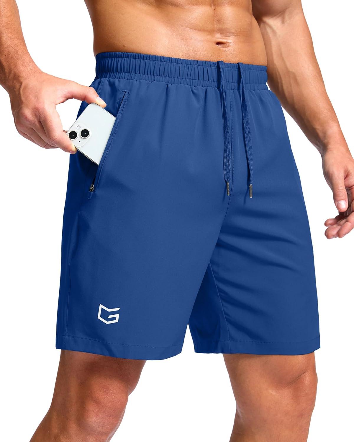 imageG Gradual Mens Athletic Running Shorts with Zipper Pockets Quick Dry 7quot 5quot 9quot Workout Gym Shorts for Basketball HikingRoyal Blue