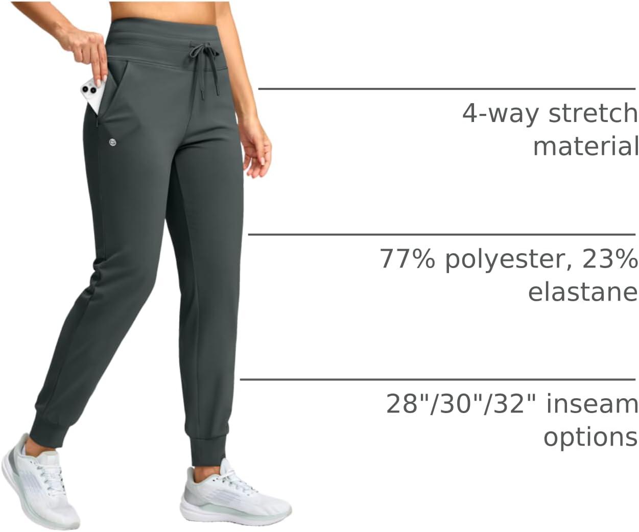 imageG Gradual Womens Fleece Lined Joggers 28quot30quot32quot High Waisted Sweatpants Water Resistant Thermal Warm Pants Zipper PocketsDark Grey