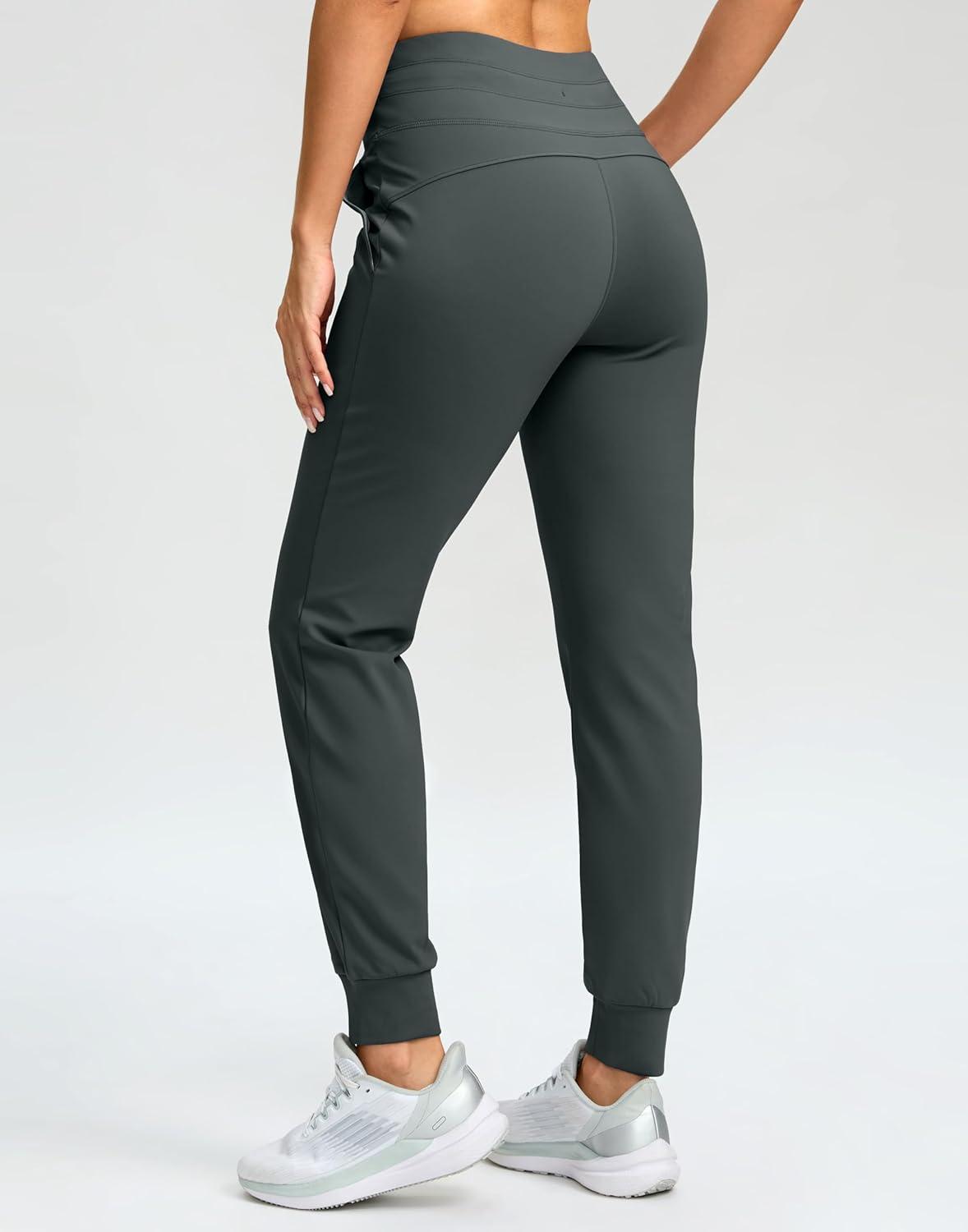imageG Gradual Womens Fleece Lined Joggers 28quot30quot32quot High Waisted Sweatpants Water Resistant Thermal Warm Pants Zipper PocketsDark Grey