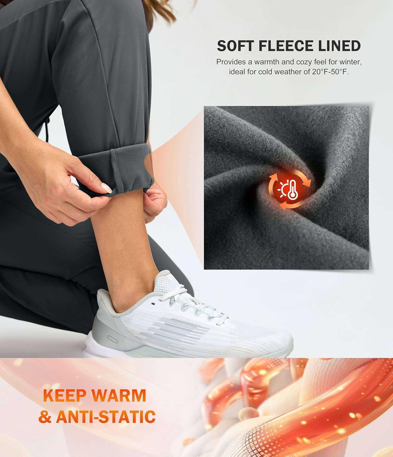 imageG Gradual Womens Fleece Lined Joggers 28quot30quot32quot High Waisted Sweatpants Water Resistant Thermal Warm Pants Zipper PocketsDark Grey