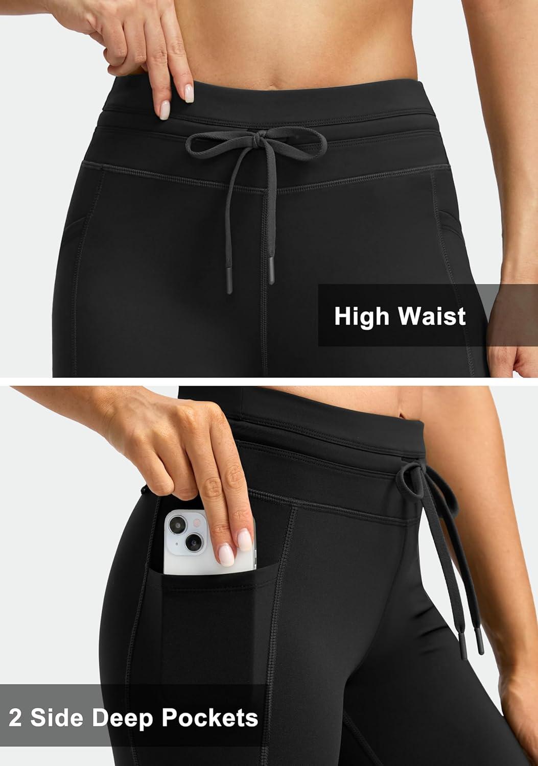 imageG Gradual Womens Fleece Lined Winter Leggings High Waisted Water Resistant Thermal Hiking Ski Pants for Women with PocketsBlack