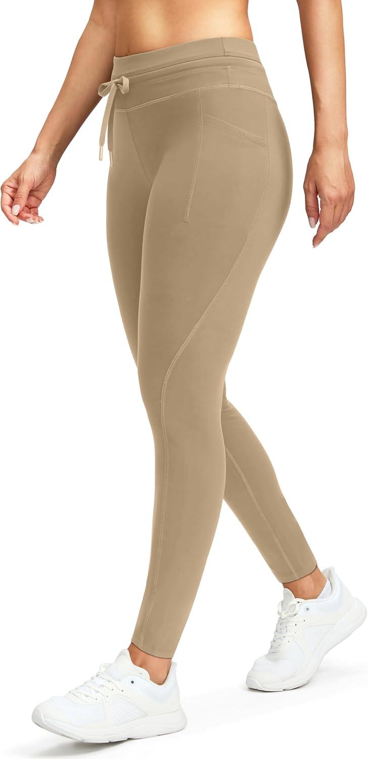 imageG Gradual Womens Fleece Lined Winter Leggings High Waisted Water Resistant Thermal Hiking Ski Pants for Women with PocketsDkhaki
