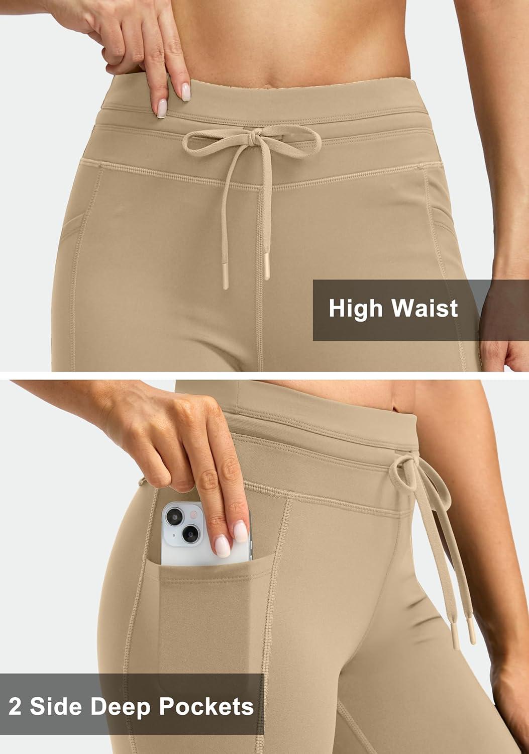 imageG Gradual Womens Fleece Lined Winter Leggings High Waisted Water Resistant Thermal Hiking Ski Pants for Women with PocketsDkhaki