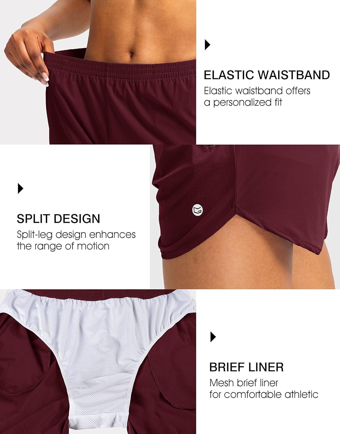 imageG Gradual Womens Running Shorts with Zipper Pockets Quick Dry Athletic Workout Gym 3quot Shorts for Women with Comfy LinerWine
